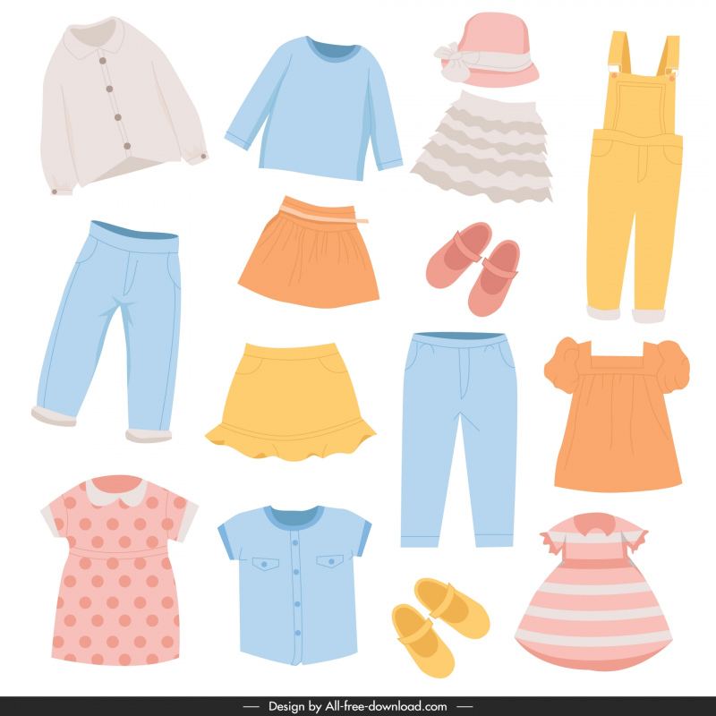 children fashion collection flat cute colorful 