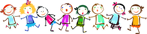 children holding hands vector