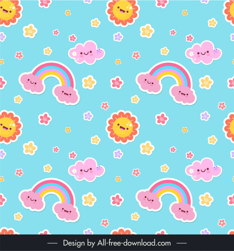 children pattern template cute repeating stylized sky elements