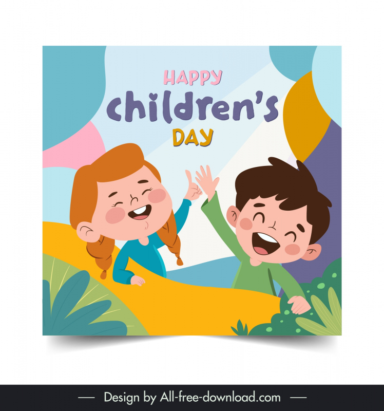 childrens day banner template cute happy children
