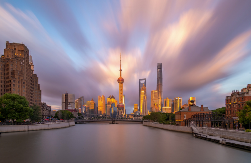 china city picture twilight sea view scene 
