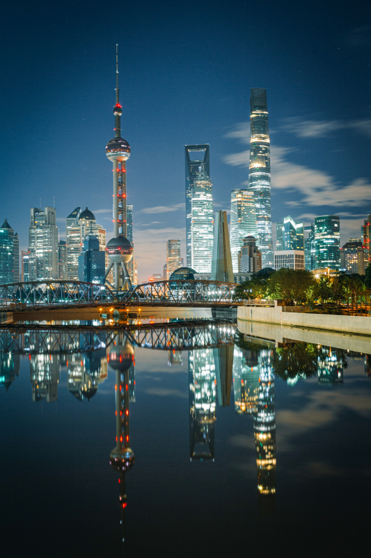china landscape picture modern city night time 