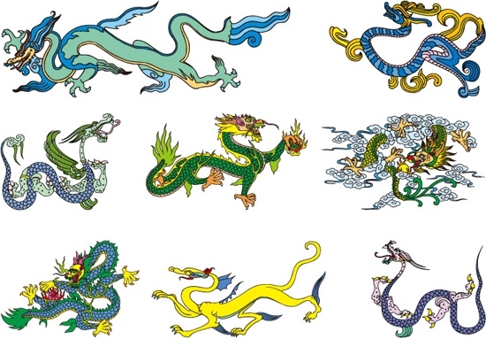 chinese classical dragon vector of the two