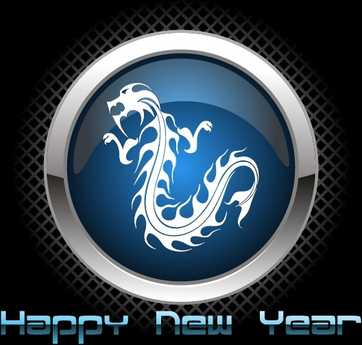 new year calendar cover shiny modern dragon circle