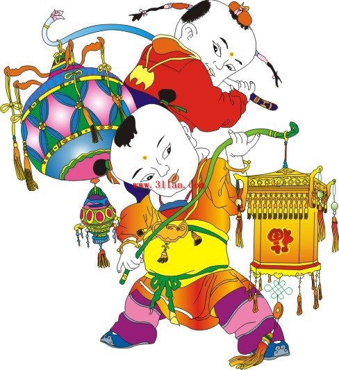 chinese new year greeting doll vector