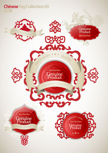 chinese style red labels vector