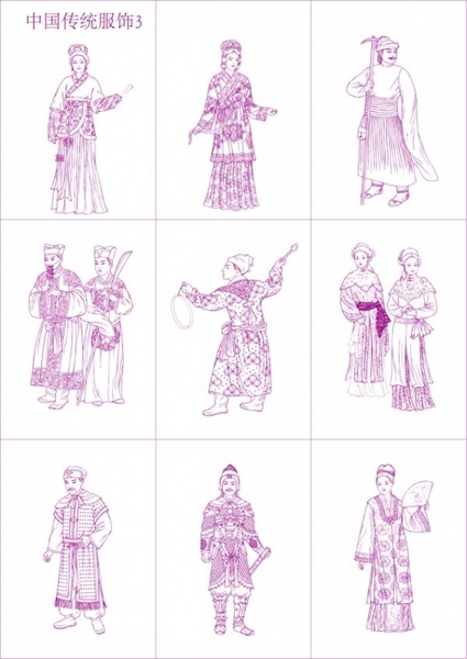 chinese traditional clothing vector 3
