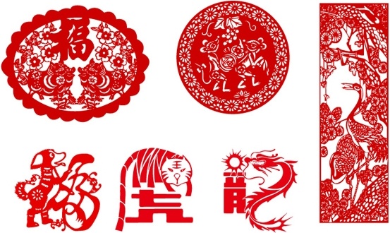 chinese traditional vector of ten papercut animals