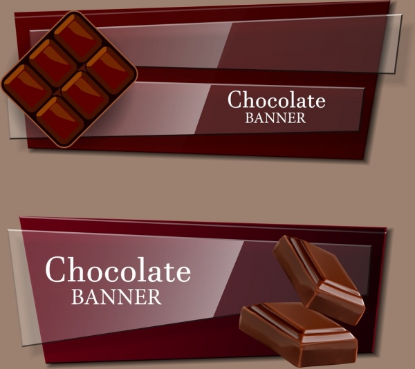 chocolate advertising banner set shiny brown design