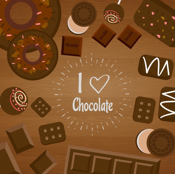 chocolate background various brown candies decoration