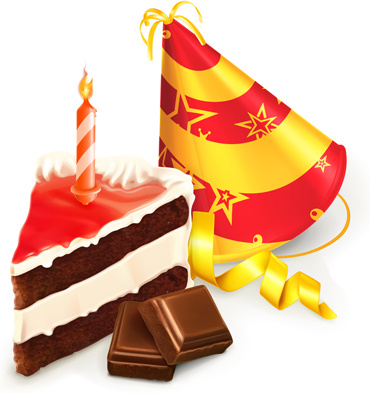 chocolate cake and birthday candles vector