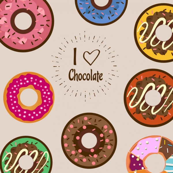 chocolate cakes background multicolored flat circles design