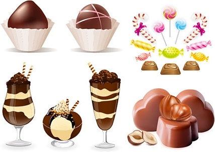 chocolate candy icons various realistic colored types