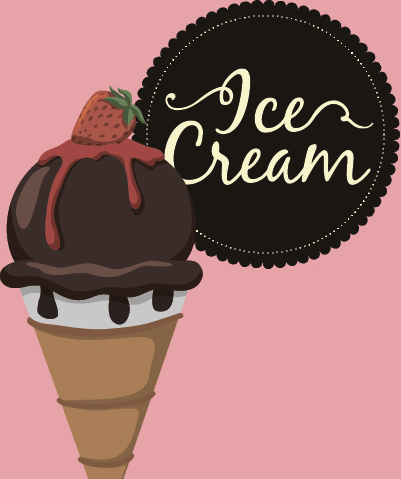 chocolate ice cream vintage cards vectors set