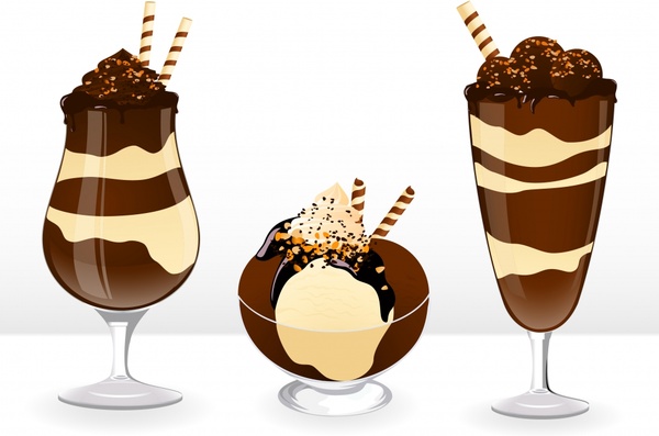 chocolate ice cream icons modern shiny colored design
