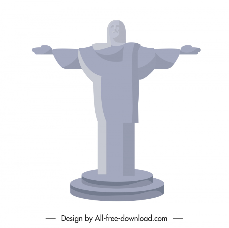 christ the redeemer statue in rio de janeiro icon 3d sketch 