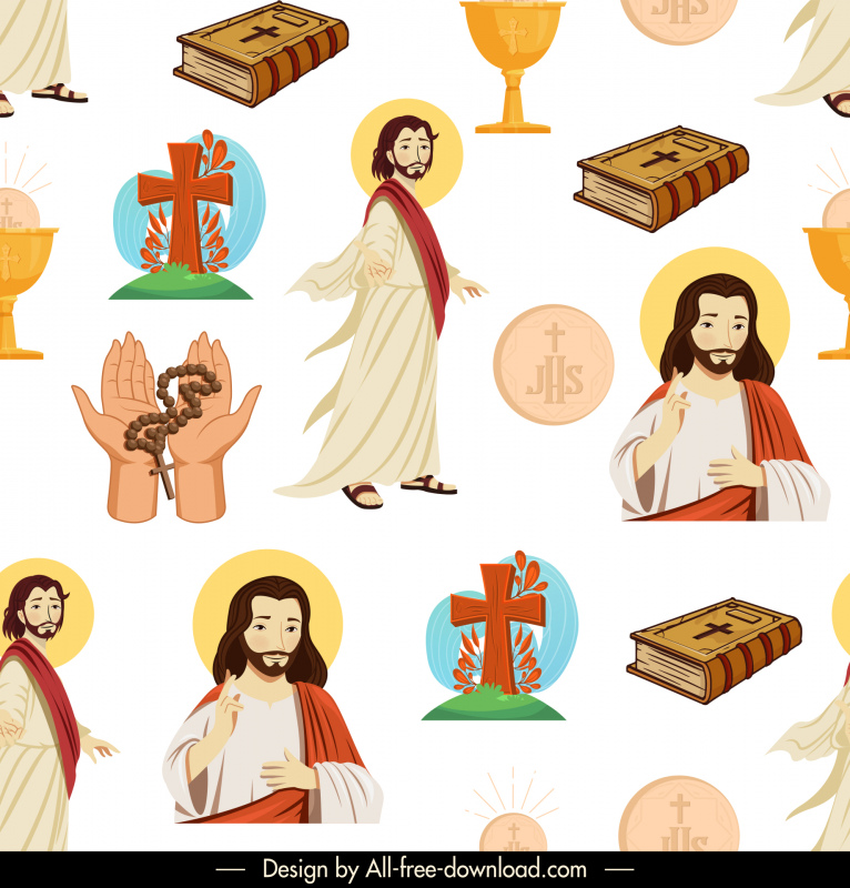 christain pattern template repeating religion elements decor