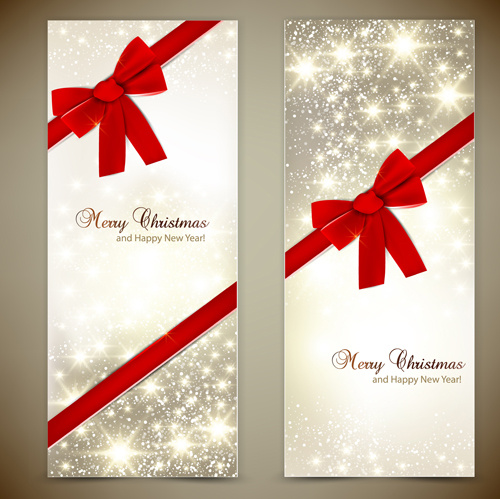 Christmas And New Year Gift Cards Ornate Vector Free Vector In