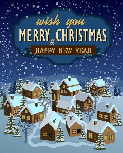 christmas and new year town background vector