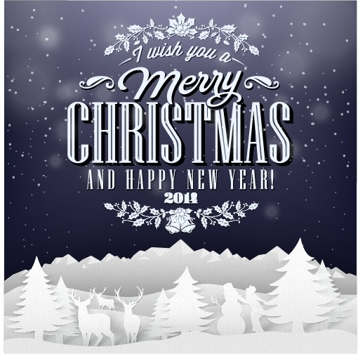 christmas background and creative christmas paper cut vector