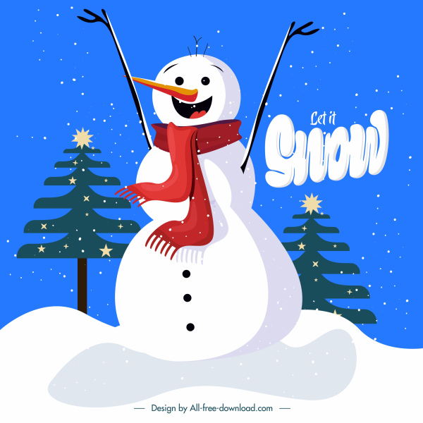 christmas background cute stylized snowman sketch