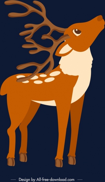 christmas background reindeer icon dark classical design