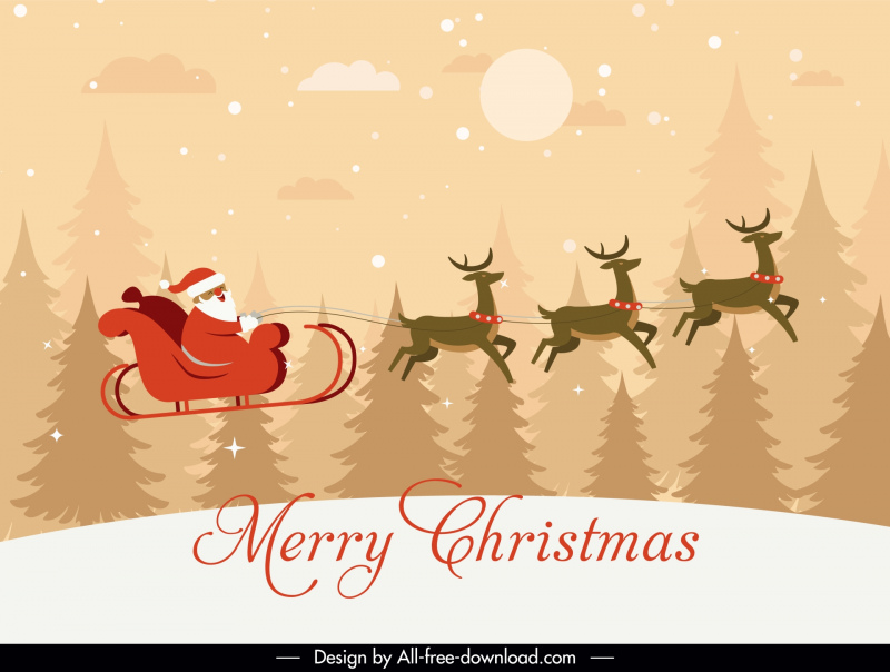 christmas background template dynamic santa reindeer sleigh scene