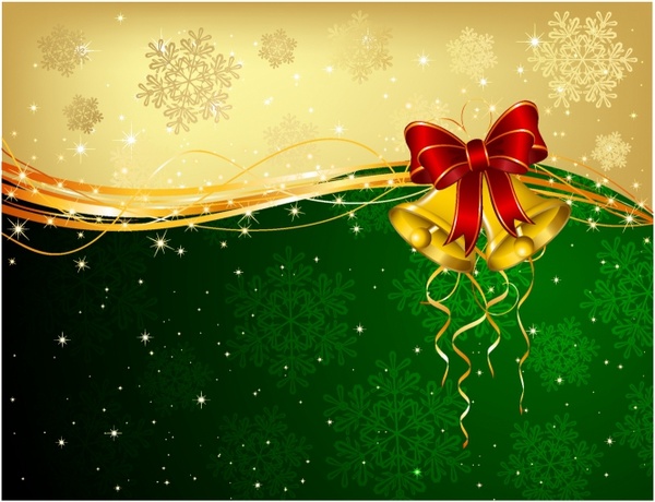 Christmas background with bells and decorative bow 
