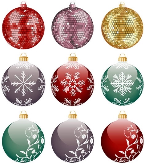 christmas bauble balls icons shiny colorful sparkling decor