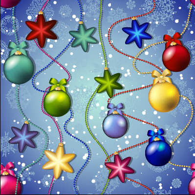 christmas balls with baubles vector seamless pattern