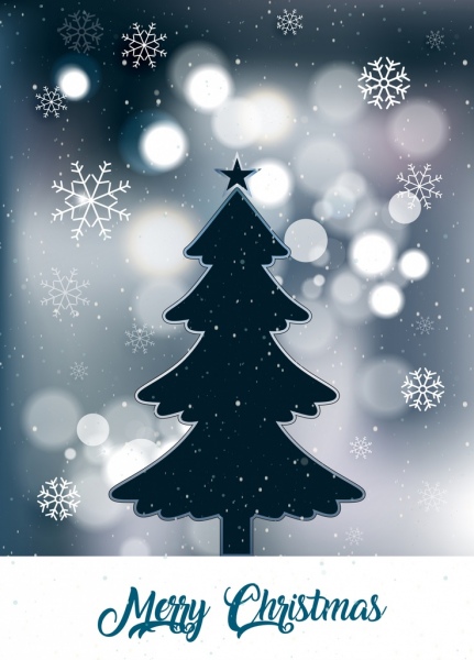 christmas banner fir tree snowflakes bokeh backdrop