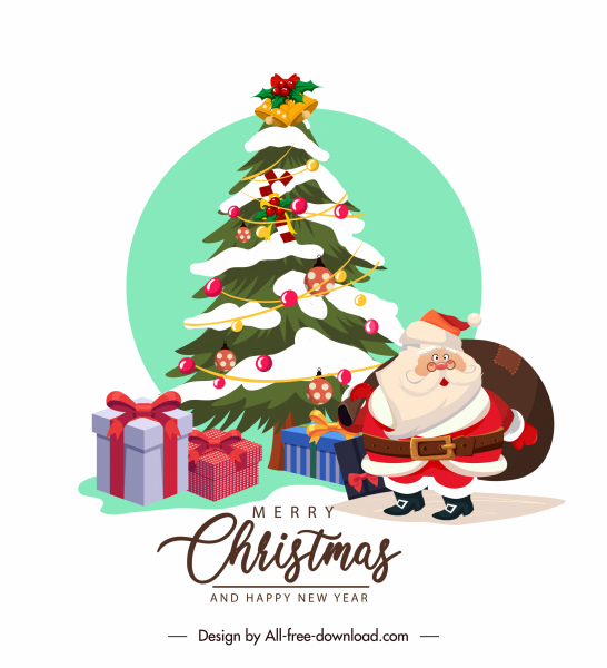 christmas banner template fir tree santa presents sketch