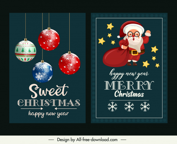 christmas banner templates classic baubles santa sketch 