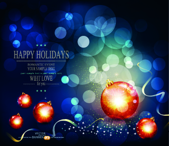 christmas baubles and holiday background vector