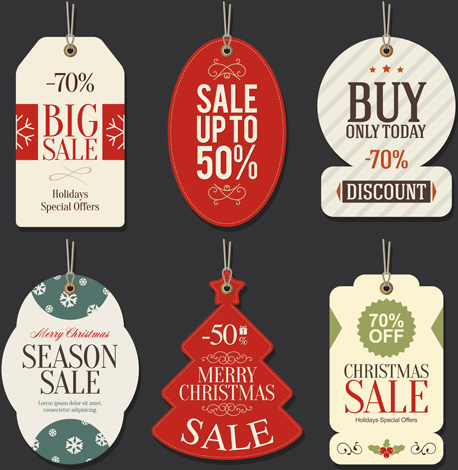 christmas big sale vector tags