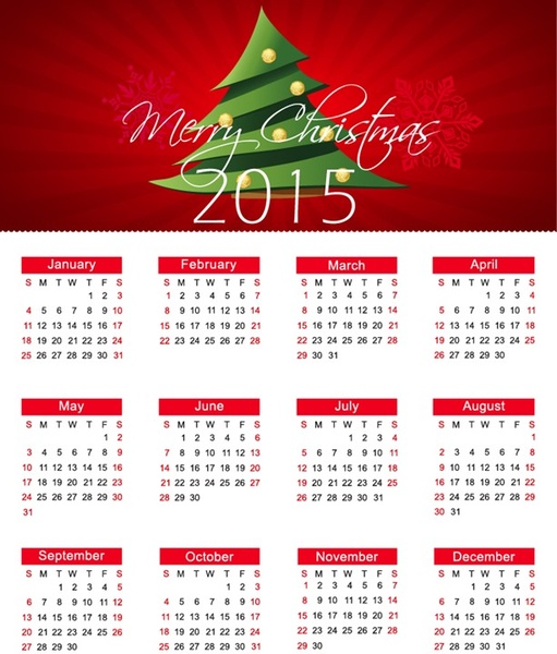christmas calendar for15 year vector illustration