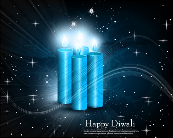 Diwali banner template candles icon twinkling 3d decor Vectors graphic ...