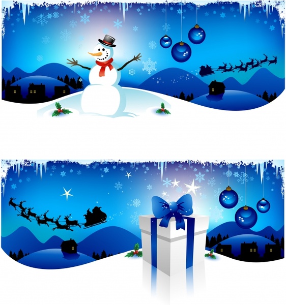 xmas backgrounds shiny modern design snowman gift icons
