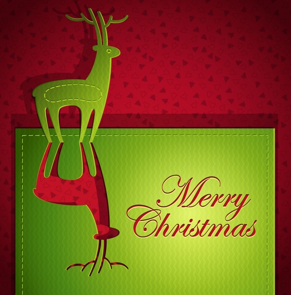 christmas card cover template symmetric reindeer paper cut