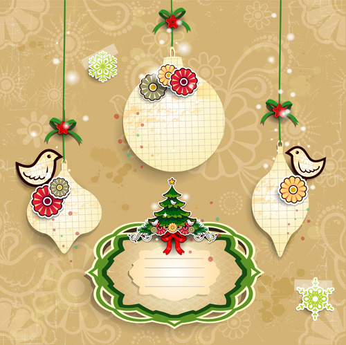 christmas decor paper and frames vector