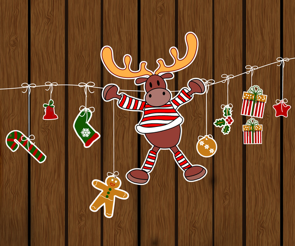 christmas decor wooden background