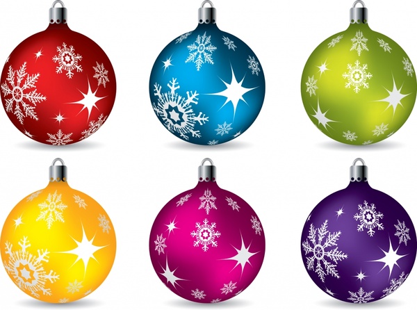 christmas bauble ball icons colorful shiny decor