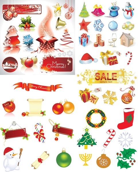 christmas decorative elements vector