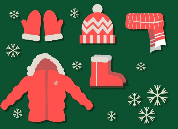 christmas design elements red clothing icons design