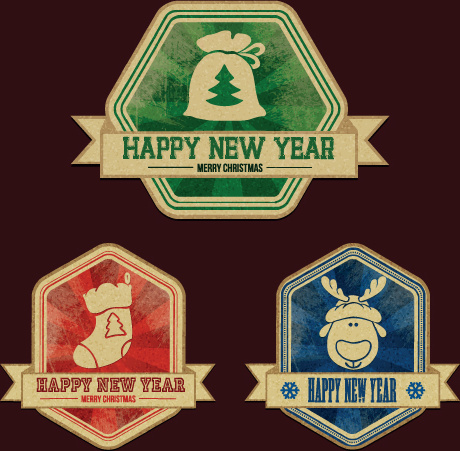 christmas discount badges with labels vector
