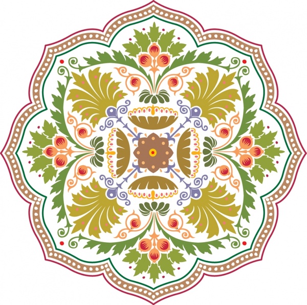 decorative pattern template colorful classical petals symmetry