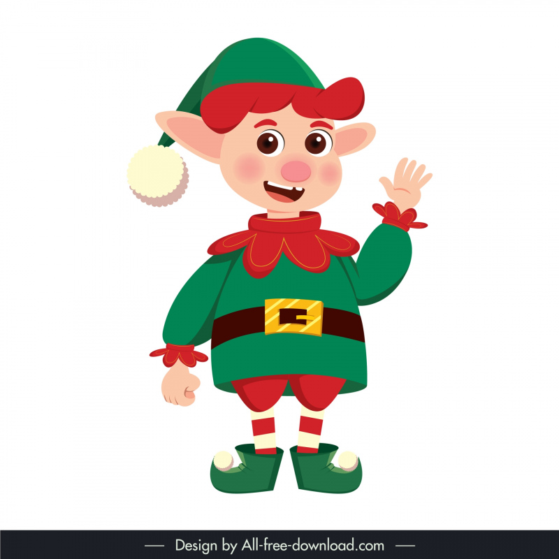 christmas elf design elements cute cartoon boy