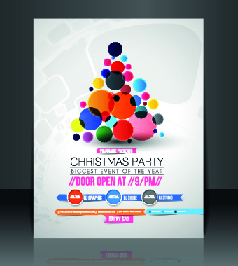 christmas flyer cover design vector set 
