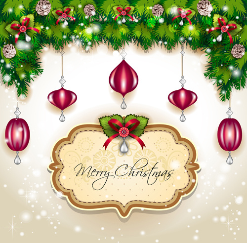 christmas frames and baubles background vector
