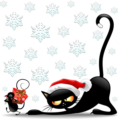christmas funny cats vector